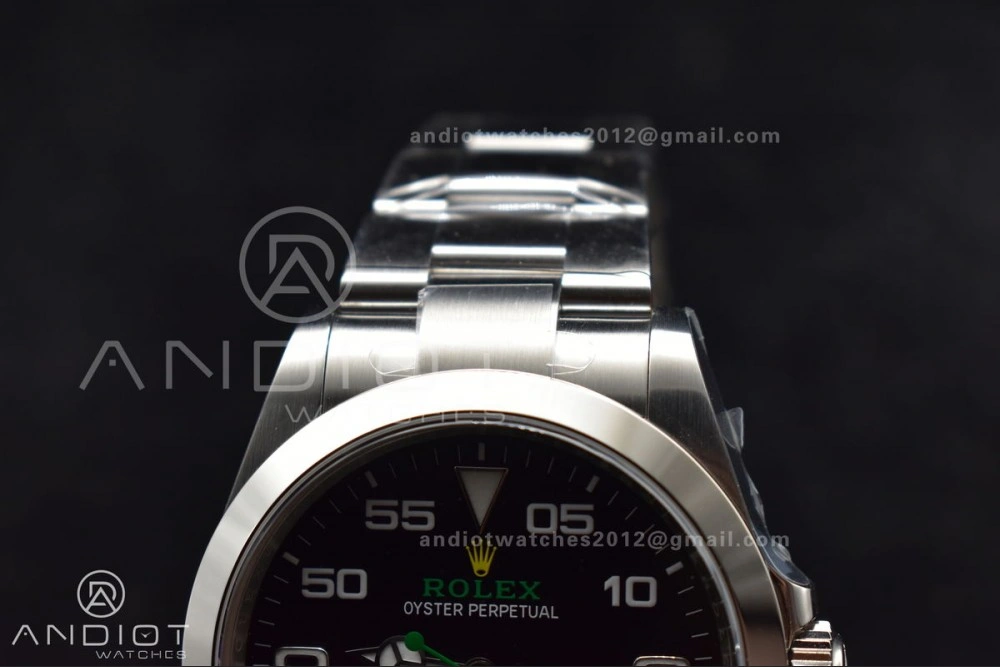 Stretchable Air-King 126900 Clean 1:1 Best Edition 904L Steel Black Dial on SS Bracelet VR 500