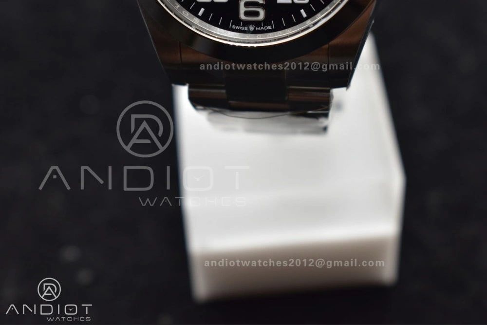 Stretchable Air-King 126900 Clean 1:1 Best Edition 904L Steel Black Dial on SS Bracelet VR 500