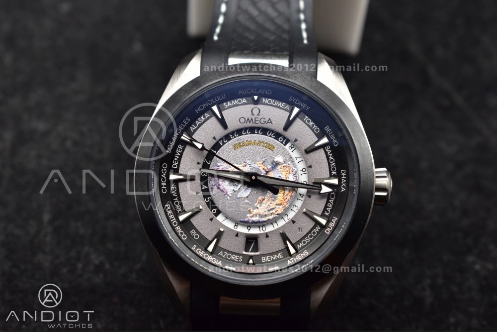 Aqua Terra GMT Worldtimer 43mm Titanium VSF 1:1 Best Edition on SS Bracelet A8938 Super Clone Packable 22