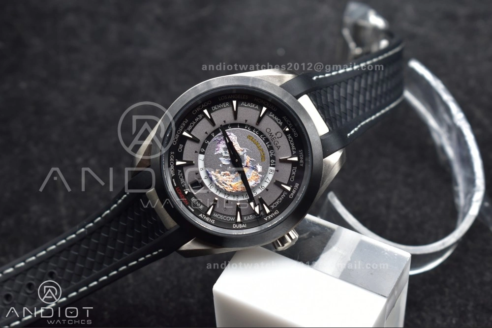 Aqua Terra GMT Worldtimer 43mm Titanium VSF 1:1 Best Edition on SS Bracelet A8938 Super Clone Packable 22