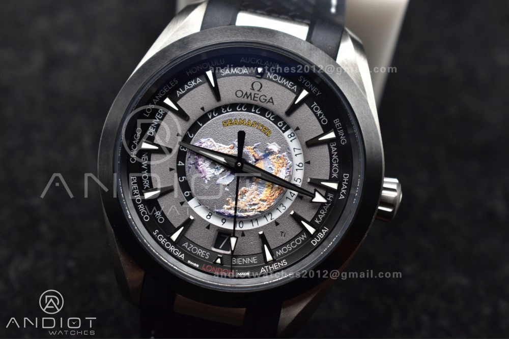 Aqua Terra GMT Worldtimer 43mm Titanium VSF 1:1 Best Edition on SS Bracelet A8938 Super Clone Packable 22
