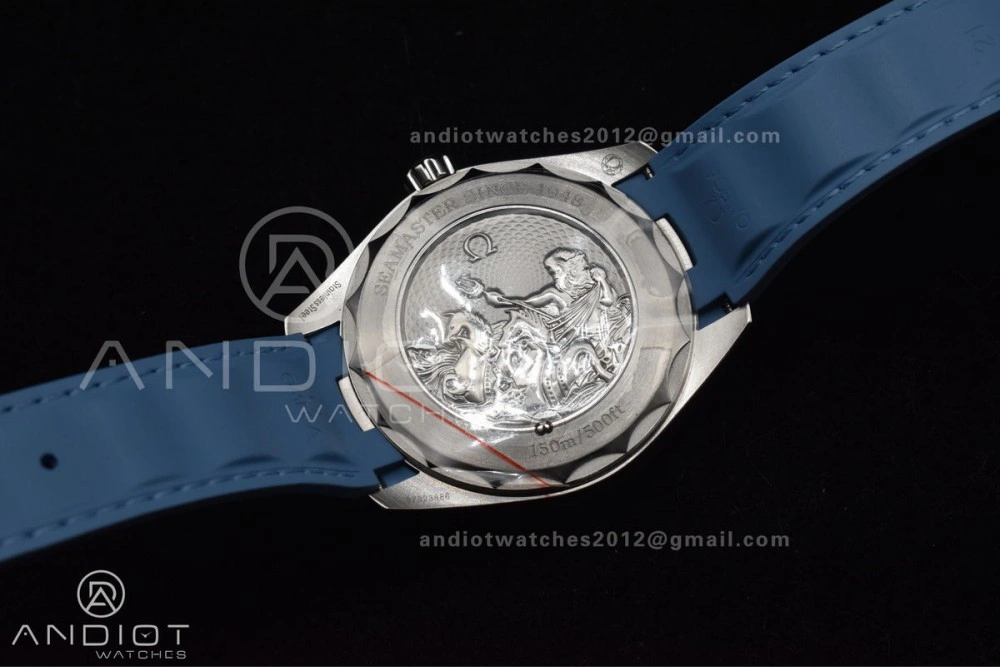 Aqua Terra GMT Worldtimer 43mm VSF 1:1 Best Edition Summer Blue Dial on Blue Rubber Strap A8938 Super Clone Comfortable 511