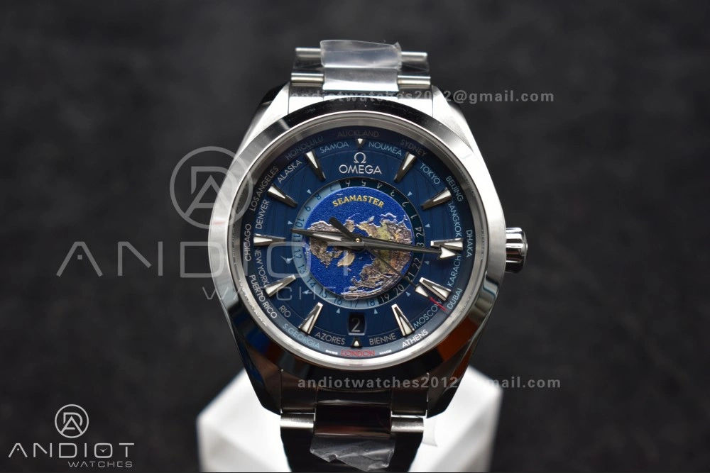 Sophisticated Aqua Terra Worldtimer VSF 1:1 Best Edition Blue Dial on SS Bracelet A8938 Super Clone 25