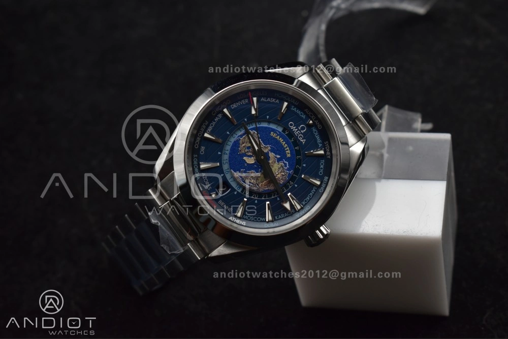 Sophisticated Aqua Terra Worldtimer VSF 1:1 Best Edition Blue Dial on SS Bracelet A8938 Super Clone 25