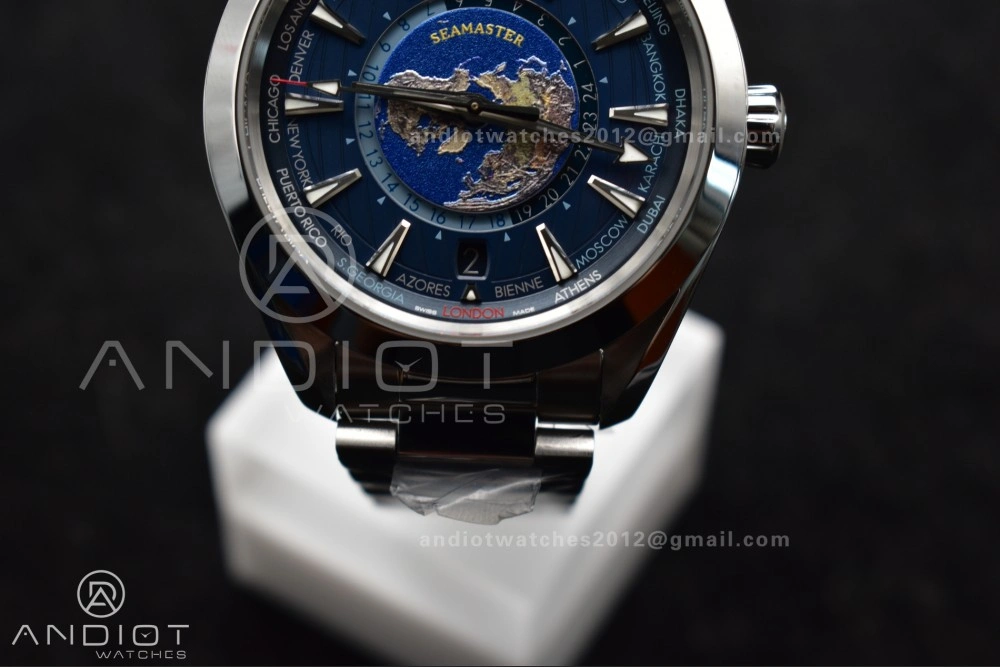 Sophisticated Aqua Terra Worldtimer VSF 1:1 Best Edition Blue Dial on SS Bracelet A8938 Super Clone 25