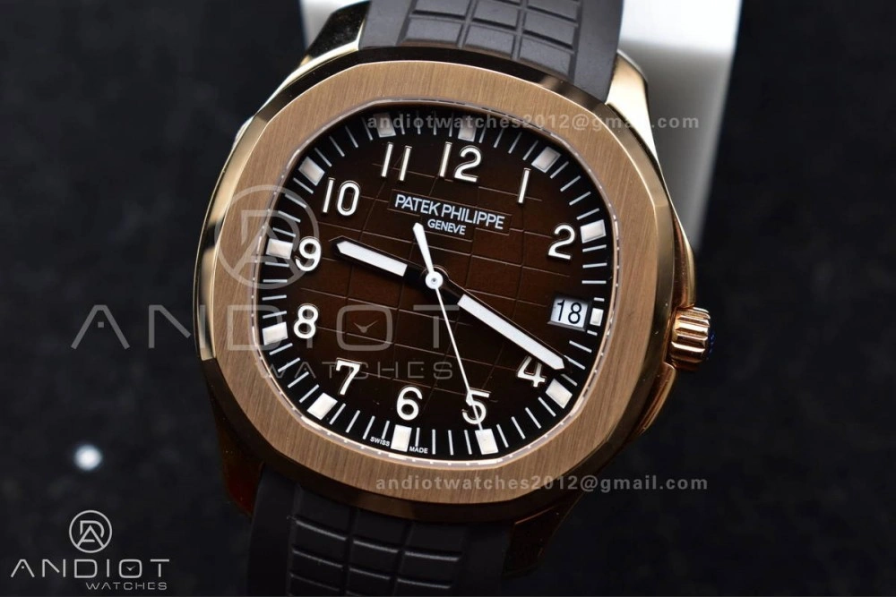 Elegant Aquanaut 5167R RG 3KF Best Edition Brown Dial on Brown Rubber Strap A330 Super Clone V 387