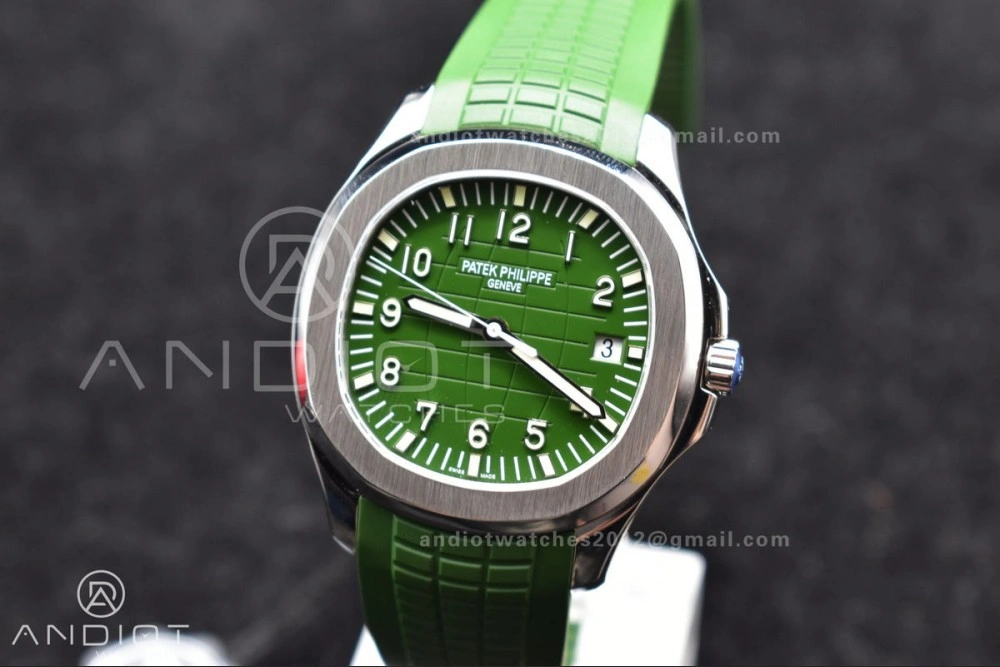 Aquanaut 5168G 42mm SS ZF 1:1 Best Edition Green Dial On Green Rubber Strap 324CS RelaxedFit 366