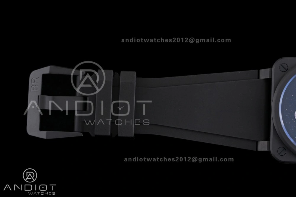Durable BR03 ASTRO Space Punk Black Ceramic M+F 1:1 Best Edition Aventurine Dial on Rubber Strap A 155