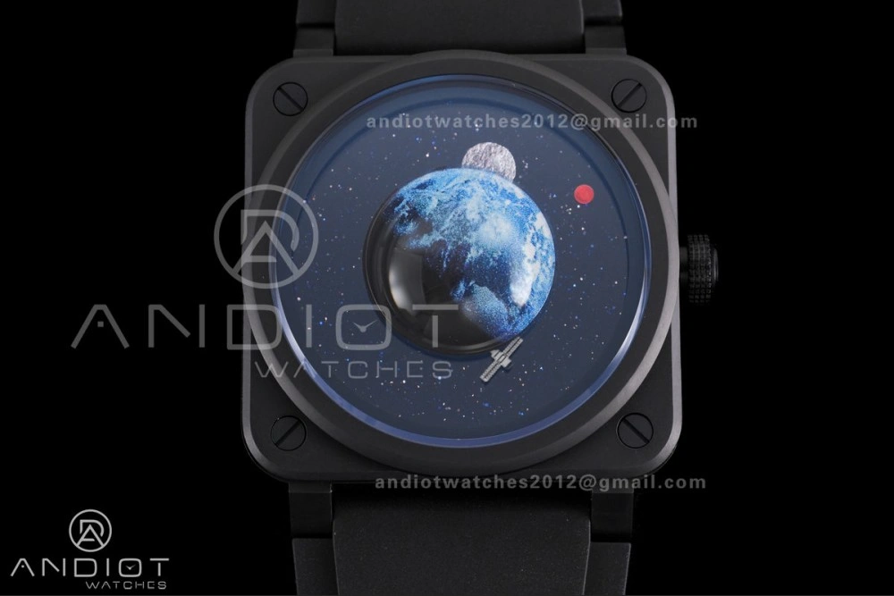 Durable BR03 ASTRO Space Punk Black Ceramic M+F 1:1 Best Edition Aventurine Dial on Rubber Strap A 155