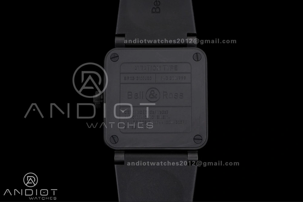 Durable BR03 ASTRO Space Punk Black Ceramic M+F 1:1 Best Edition Aventurine Dial on Rubber Strap A 155
