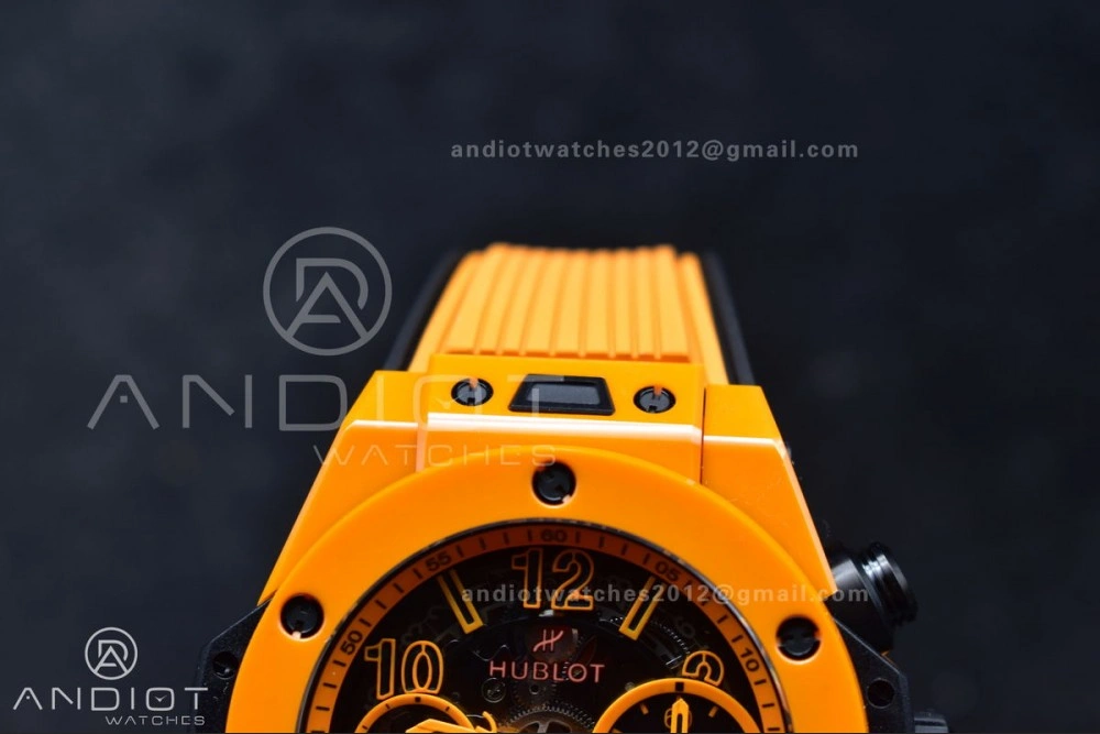 Stretchable Big Bang Unico 42mm Orange Ceramic BBF 1:1 Best Edition Skeleton Dial on Orange Rubber Strap A1280 V 275