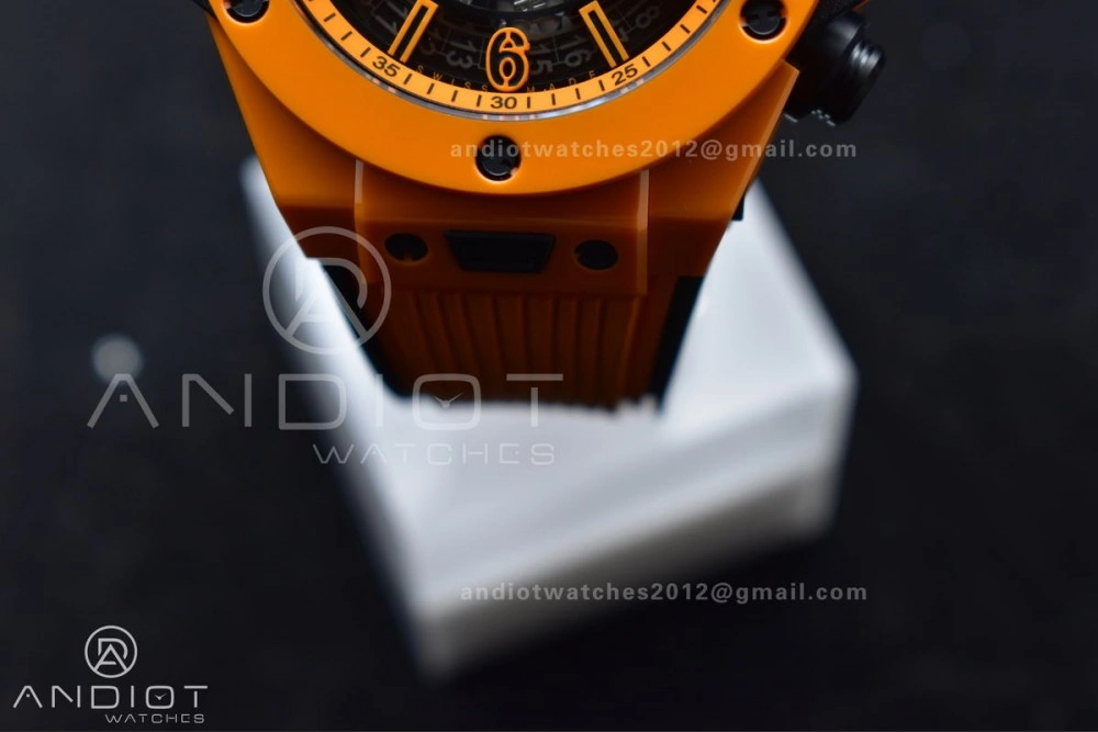 Stretchable Big Bang Unico 42mm Orange Ceramic BBF 1:1 Best Edition Skeleton Dial on Orange Rubber Strap A1280 V 275
