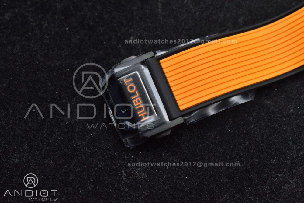 Stretchable Big Bang Unico 42mm Orange Ceramic BBF 1:1 Best Edition Skeleton Dial on Orange Rubber Strap A1280 V 275