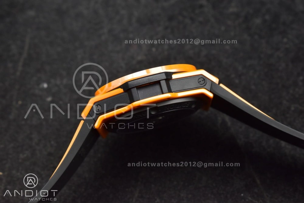 Stretchable Big Bang Unico 42mm Orange Ceramic BBF 1:1 Best Edition Skeleton Dial on Orange Rubber Strap A1280 V 275