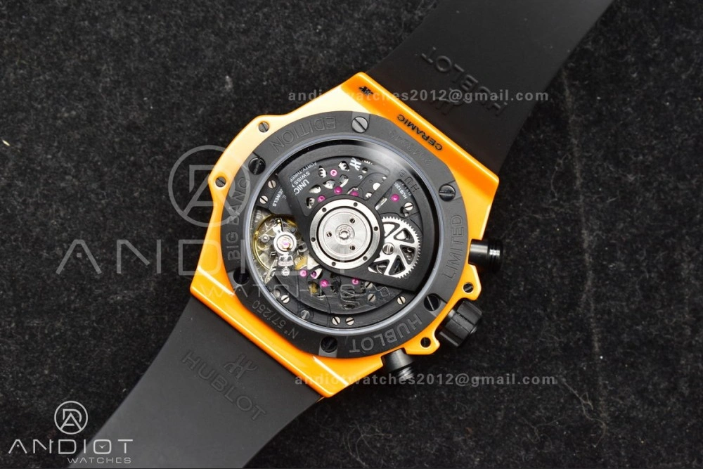 Stretchable Big Bang Unico 42mm Orange Ceramic BBF 1:1 Best Edition Skeleton Dial on Orange Rubber Strap A1280 V 275