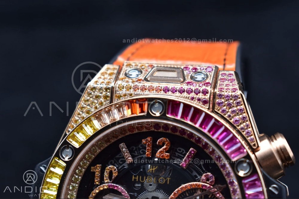 TimelessDesign Big Bang Unico Rainbow King RG 45mm ZF 1:1 Best Edition on Rainbow Gummy Strap A 277