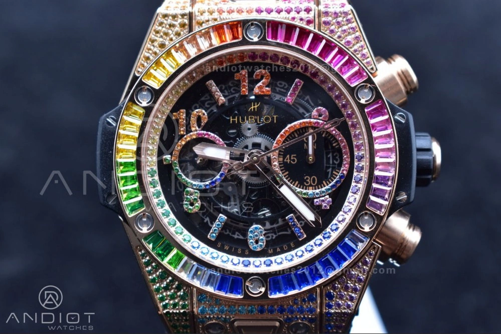 TimelessDesign Big Bang Unico Rainbow King RG 45mm ZF 1:1 Best Edition on Rainbow Gummy Strap A 277
