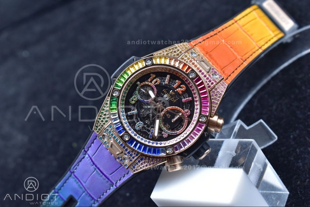 TimelessDesign Big Bang Unico Rainbow King RG 45mm ZF 1:1 Best Edition on Rainbow Gummy Strap A 277