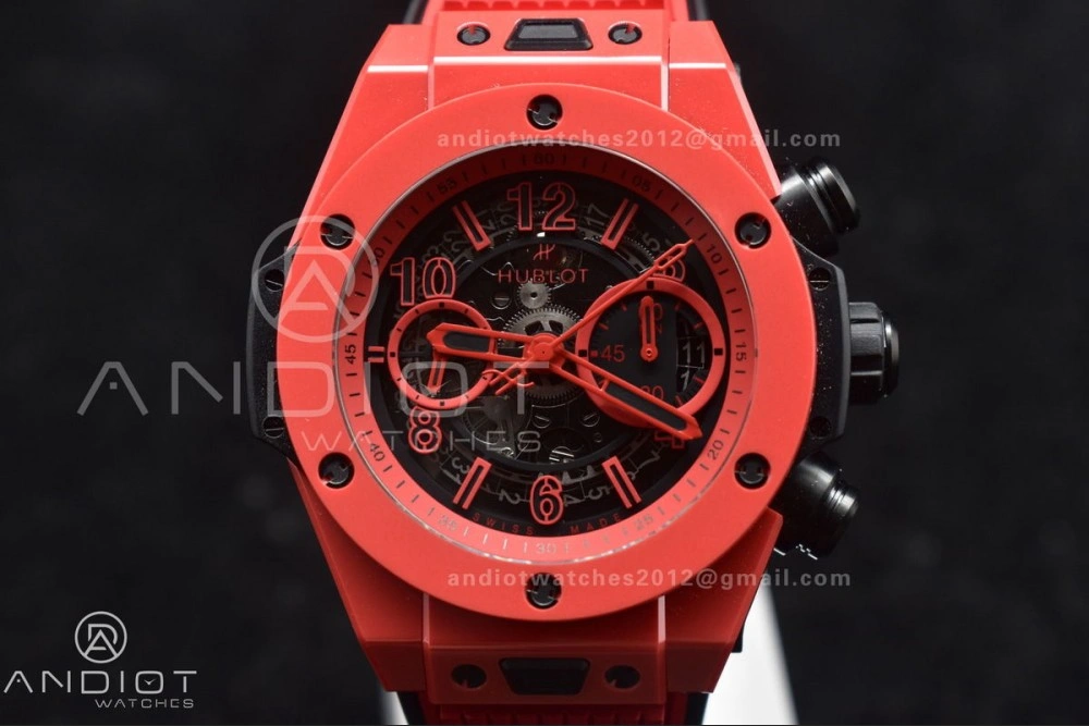 QuickDry Big Bang Unico Red Magic Ceramic BBF 1:1 Best Edition Skeleton Dial on Red Rubber Strap A 273