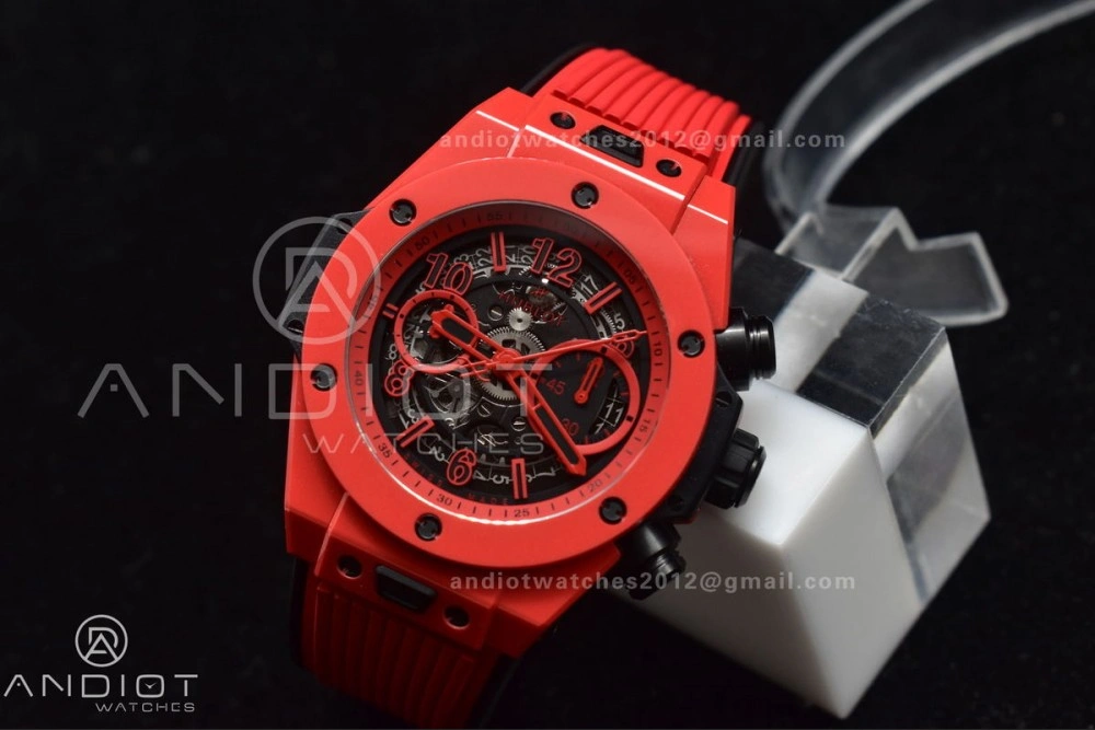 QuickDry Big Bang Unico Red Magic Ceramic BBF 1:1 Best Edition Skeleton Dial on Red Rubber Strap A 273