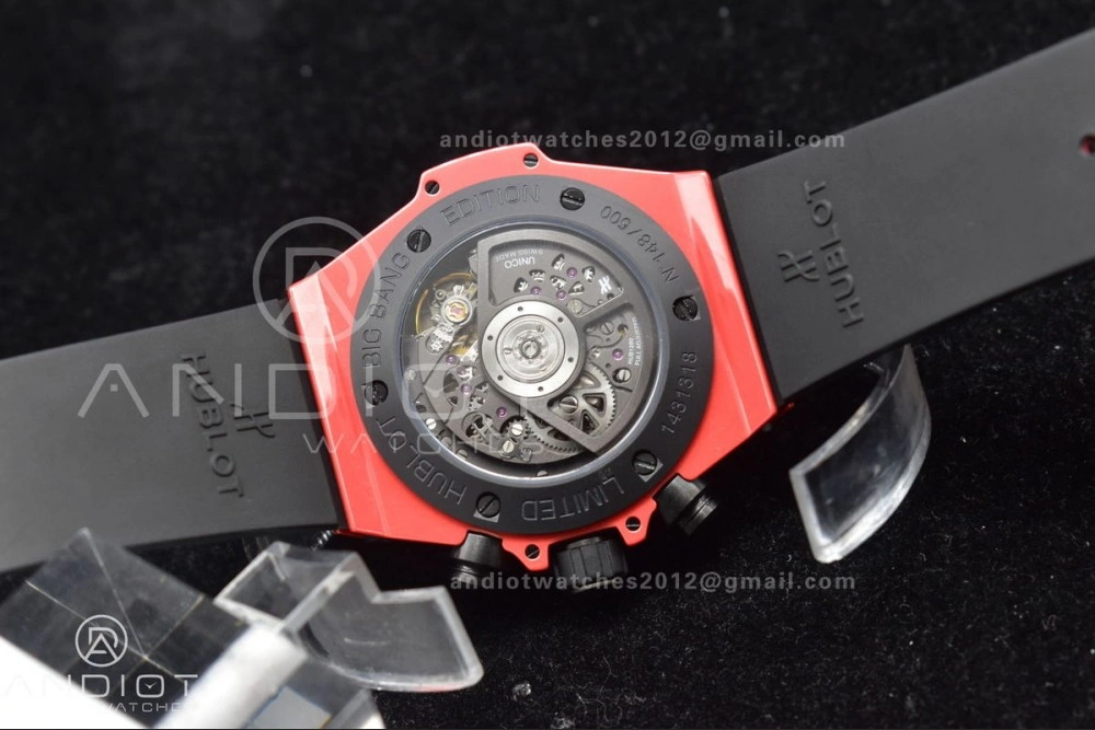 QuickDry Big Bang Unico Red Magic Ceramic BBF 1:1 Best Edition Skeleton Dial on Red Rubber Strap A 273