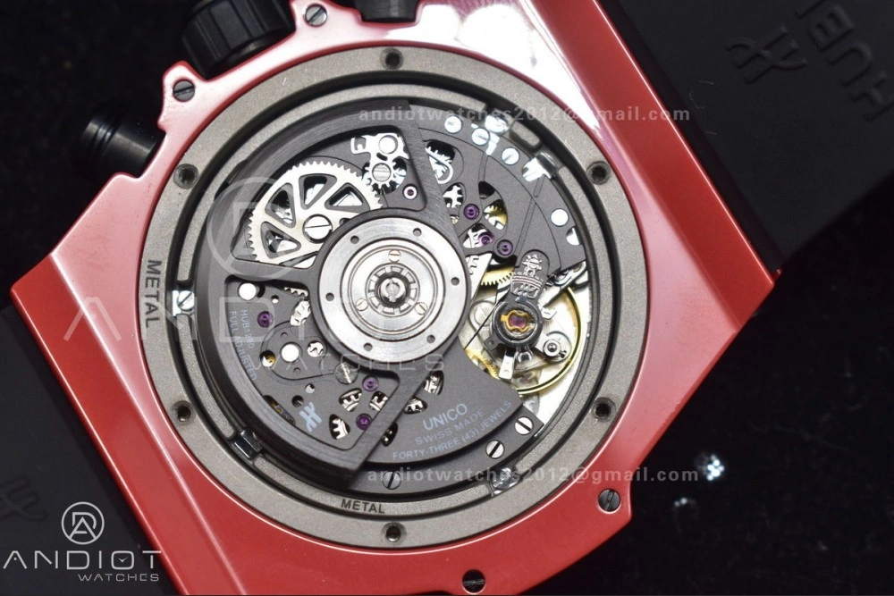 QuickDry Big Bang Unico Red Magic Ceramic BBF 1:1 Best Edition Skeleton Dial on Red Rubber Strap A 273