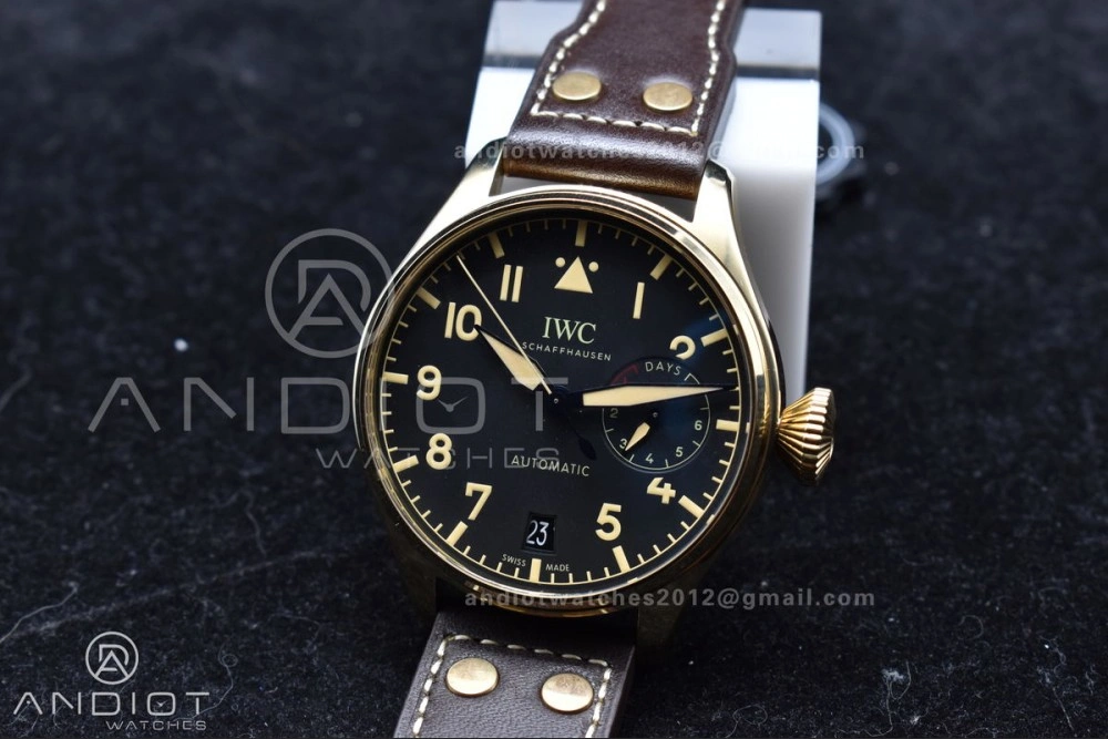 Reliable Big Pilot IW501005 Real Bronze ZF 1:1 Best Edition Black Dial on Brown Leather Strap A 298