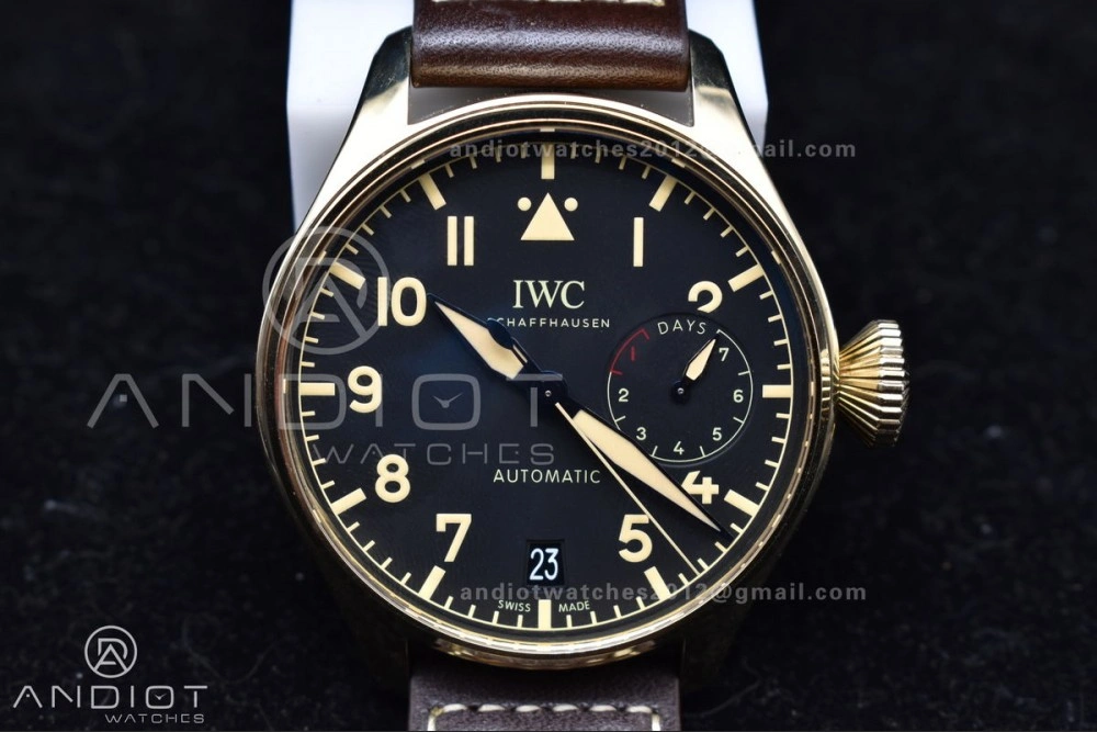Big Pilot IW501005 Real Bronze ZF 1:1 Best Edition Black Dial on Brown Leather Strap A Minimalist 519