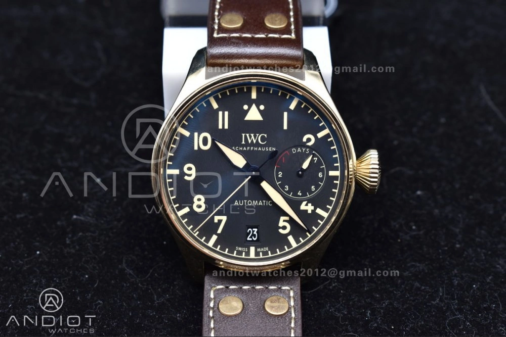 Big Pilot IW501005 Real Bronze ZF 1:1 Best Edition Black Dial on Brown Leather Strap A Minimalist 519