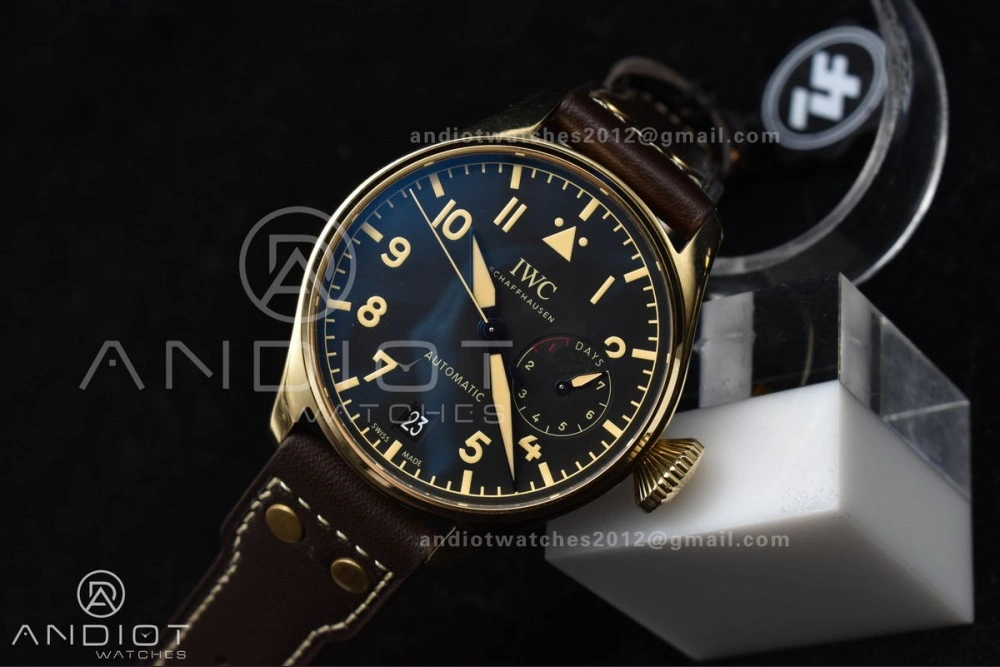 Big Pilot IW501005 Real Bronze ZF 1:1 Best Edition Black Dial on Brown Leather Strap A Minimalist 519