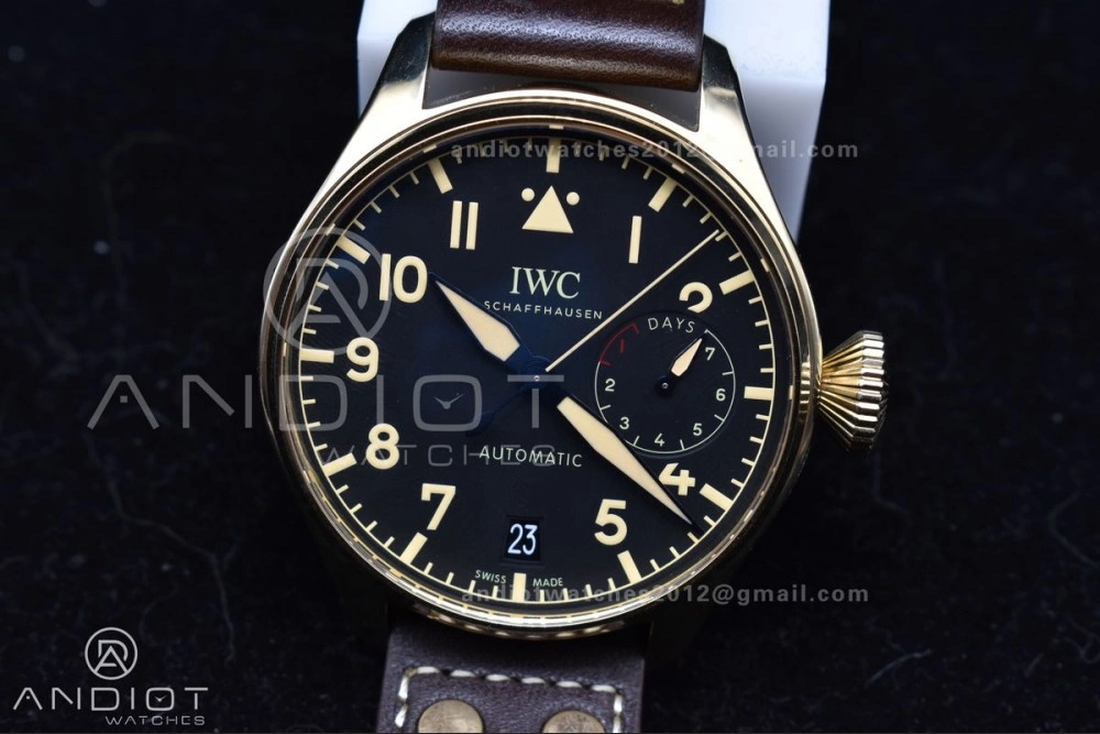 Big Pilot IW501005 Real Bronze ZF 1:1 Best Edition Black Dial on Brown Leather Strap A Minimalist 519
