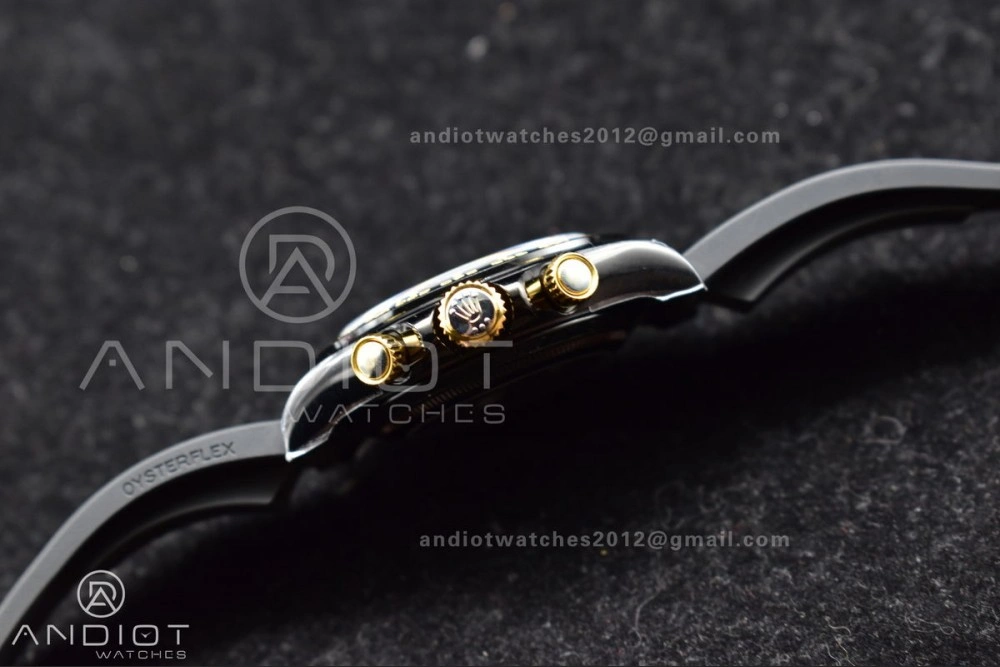 Blaken Daytona PVD Ceramic Bezel GETF Best Edition Skeleton Gold Dial on Black Rubber Strap SA Colorful 523