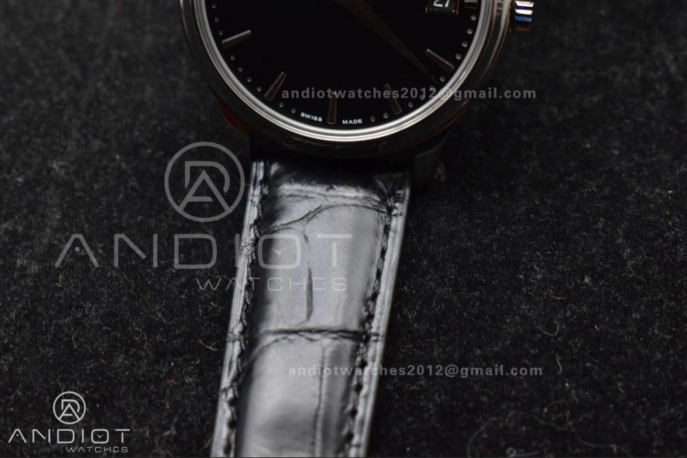 Calatrava 5227 SS 3KF 1:1 Best Edition Black Dial on Black Leather Strap A324 Super Clone V Premium 376