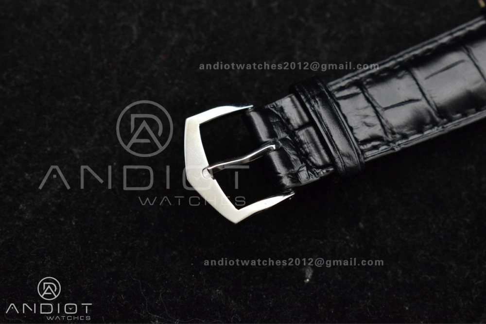 Calatrava 5227 SS 3KF 1:1 Best Edition Black Dial on Black Leather Strap A324 Super Clone V Premium 376