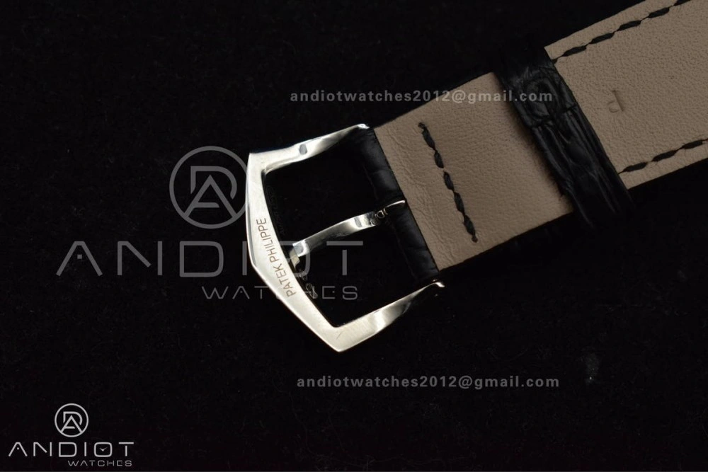 Calatrava 5227 SS 3KF 1:1 Best Edition Black Dial on Black Leather Strap A324 Super Clone V Premium 376