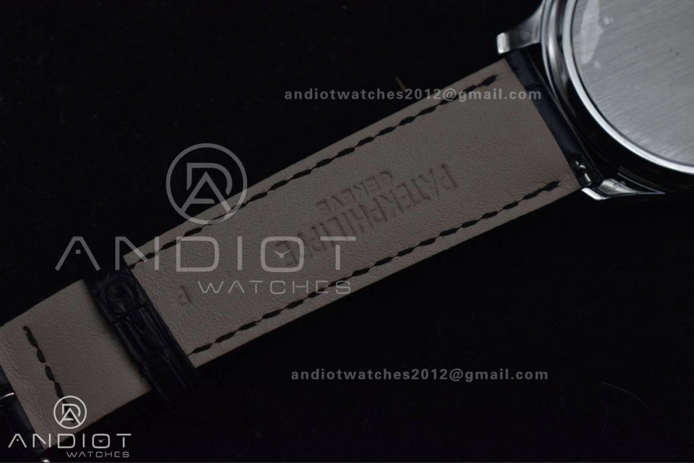 Calatrava 5227 SS 3KF 1:1 Best Edition Black Dial on Black Leather Strap A324 Super Clone V Premium 376