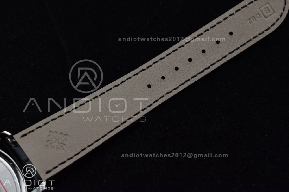 Calatrava 5227 SS 3KF 1:1 Best Edition Black Dial on Black Leather Strap A324 Super Clone V Premium 376