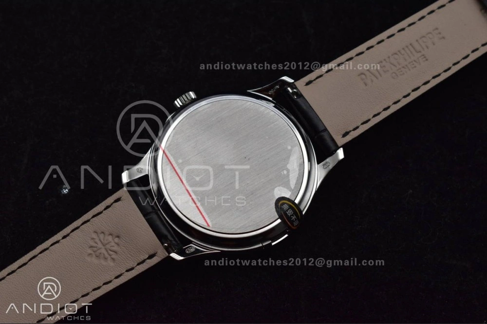 Calatrava 5227 SS 3KF 1:1 Best Edition Black Dial on Black Leather Strap A324 Super Clone V Premium 376
