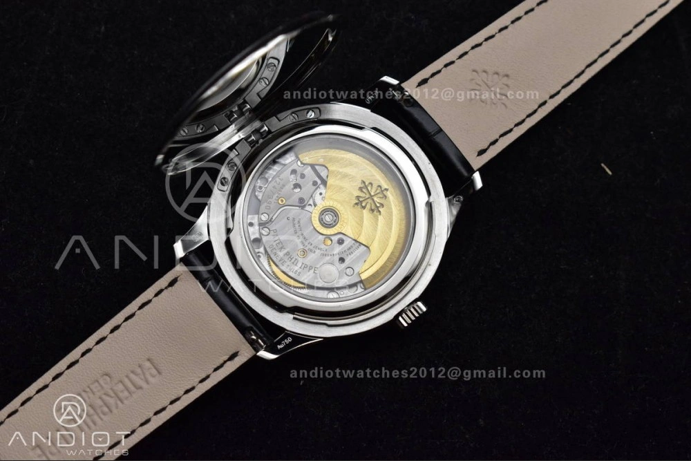 Calatrava 5227 SS 3KF 1:1 Best Edition Black Dial on Black Leather Strap A324 Super Clone V Premium 376