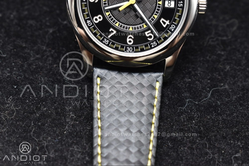 Premium Calatrava 6007G SS PPF 1:1 Best Edition Black Yellow Dial on Black Leather Strap 330CS 360