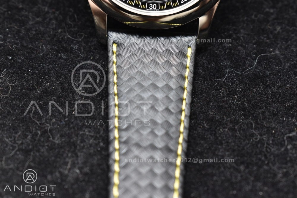 Premium Calatrava 6007G SS PPF 1:1 Best Edition Black Yellow Dial on Black Leather Strap 330CS 360