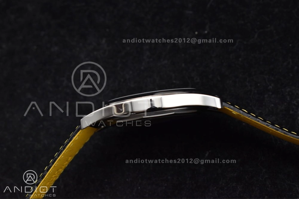 Premium Calatrava 6007G SS PPF 1:1 Best Edition Black Yellow Dial on Black Leather Strap 330CS 360