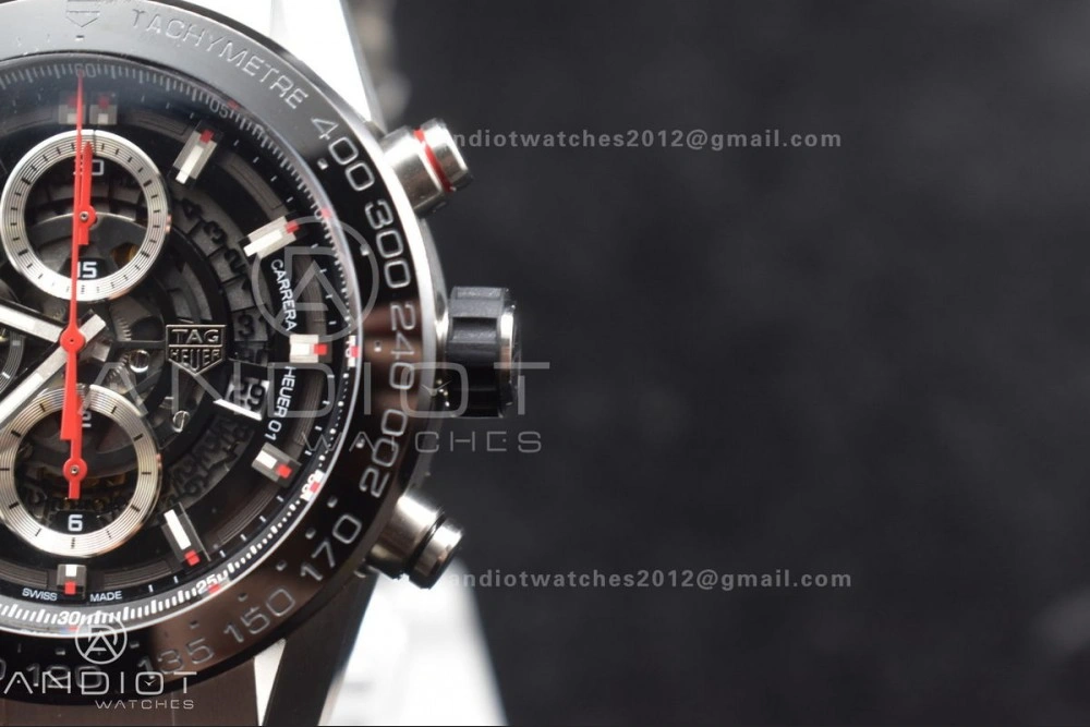 EasyMatch Calibre Heuer 01 Chrono SS XF 1:1 Best Edition Black Dial on SS Bracelet Strap A 1245