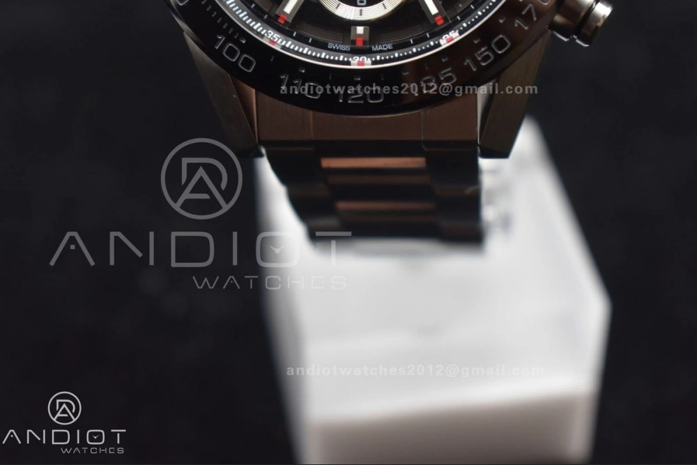 EasyMatch Calibre Heuer 01 Chrono SS XF 1:1 Best Edition Black Dial on SS Bracelet Strap A 1245