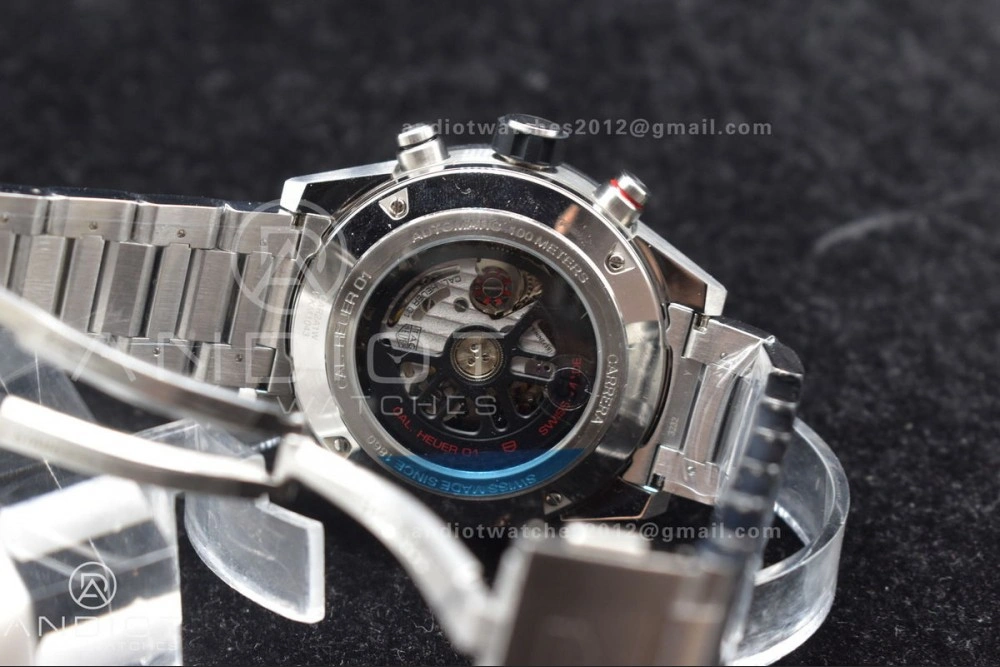 EasyMatch Calibre Heuer 01 Chrono SS XF 1:1 Best Edition Black Dial on SS Bracelet Strap A 1245