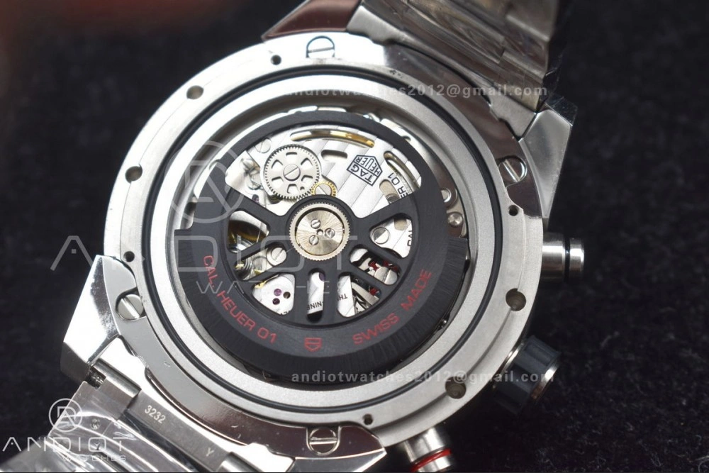 EasyMatch Calibre Heuer 01 Chrono SS XF 1:1 Best Edition Black Dial on SS Bracelet Strap A 1245