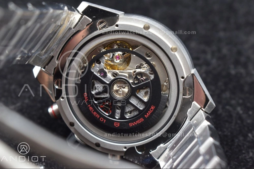 EasyMatch Calibre Heuer 01 Chrono SS XF 1:1 Best Edition Black Dial on SS Bracelet Strap A 1245