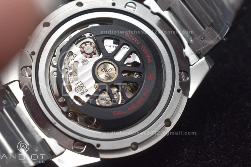 EasyMatch Calibre Heuer 01 Chrono SS XF 1:1 Best Edition Black Dial on SS Bracelet Strap A 1245
