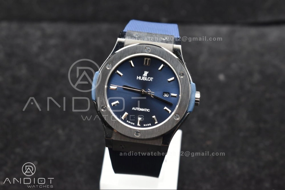 Fusion 42mm SS HBF 1:1 Best Edition Blue Dial On Blue Gummy Strap A Upgraded 269