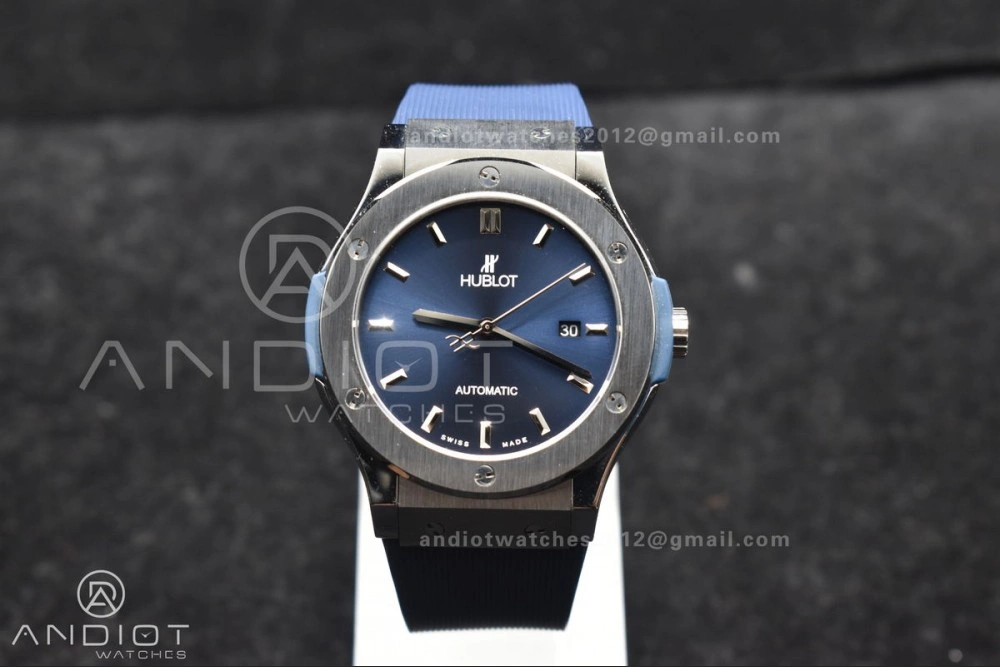 Fusion 42mm SS HBF 1:1 Best Edition Blue Dial On Blue Gummy Strap A Upgraded 269